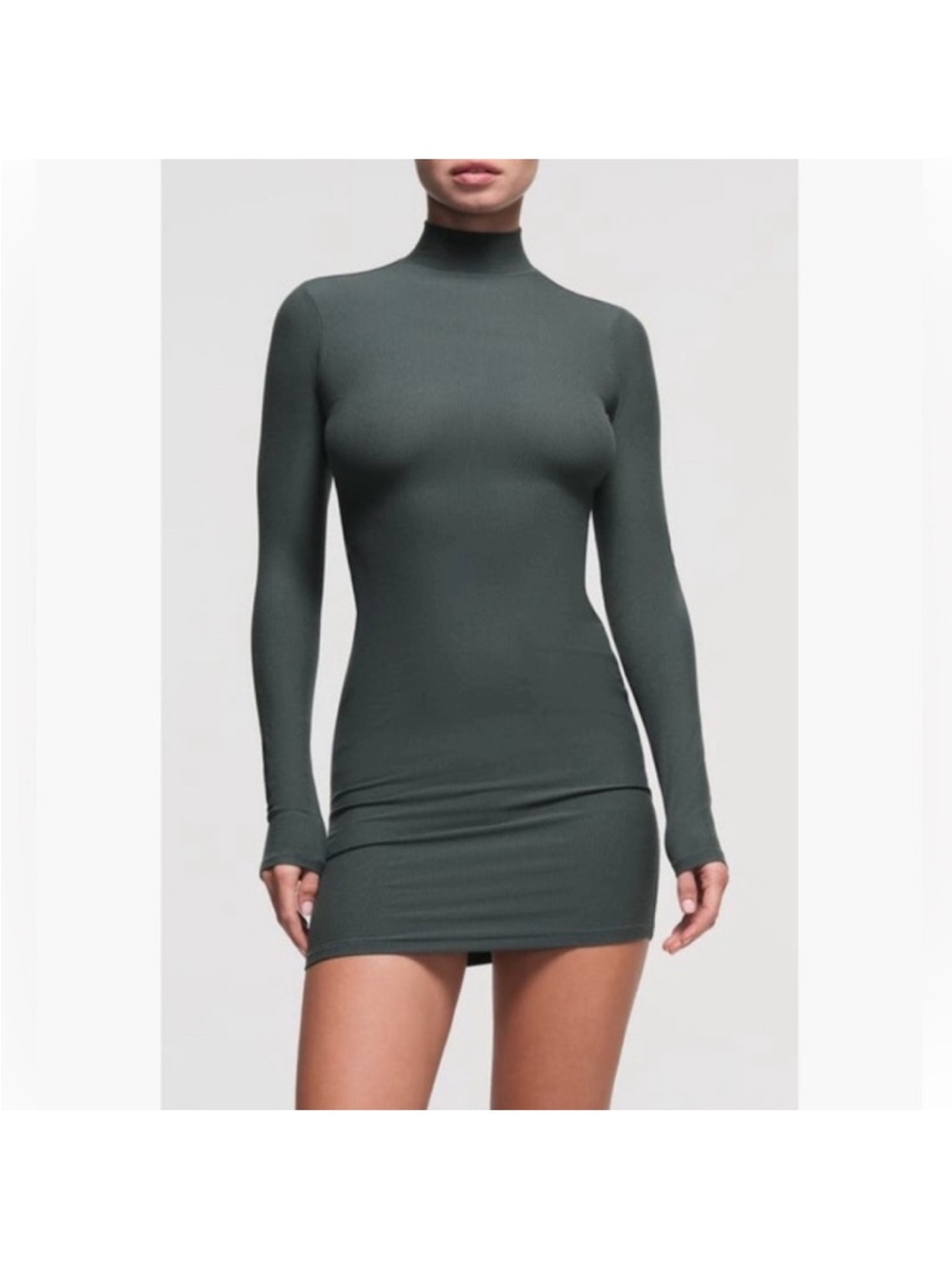 SKIMS Long Sleeve Mock Neck Mini Dress